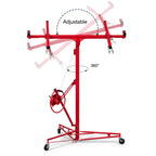 Drywall Lift 11FT, Sheetrock Lift 150LBS Heavy Duty Drywall Lift Panel with 360° Adjustable Telescopic Arm & 3 Lockable Wheels, Drywall Lifter for Home Improvement (Red)