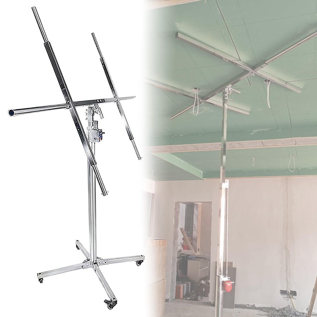 Sheetrock Foot Lift Drywall Lift,Foldable Drywall Rolling Lifter Panel - Secure Drywall Lift Panel Hoist for Home Improvement (H 4m/13.1ft)