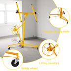 Drywall Lift, 11 FT Rolling Caster Lockable Jack Lifter Portable Panel Lift Construction Tools 150LB Heavy Duty Sheetrock Hoist Holder Suitable for Home and Commercial Use, Yellow