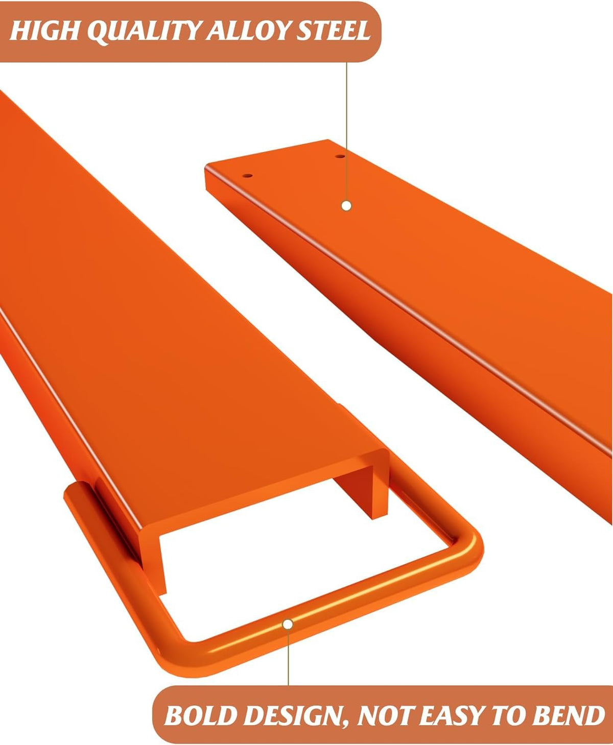 Pallet Forklift Extensions, 96" Fork Extensions 4.5" Width, Heavy Duty Fork Extensions for Forklifts, 1 Pair Forklift Extensions for Forklift Truck,Orange