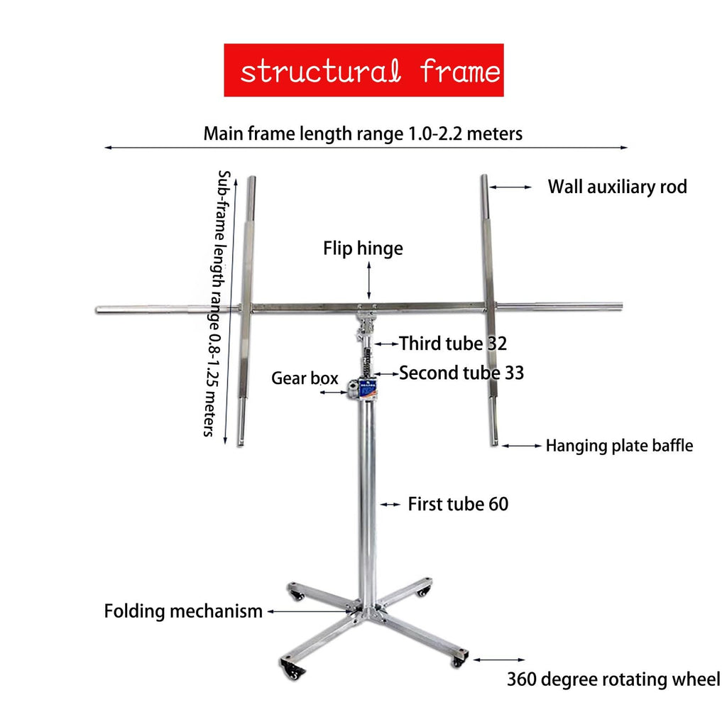FORRTY Plaster Board Lifter PortableDrywall Lift Panel Hoist Construction Tools Sheetrock Drywall Panel Lifter Level Bracket Lockable Wheels(3.2m)
