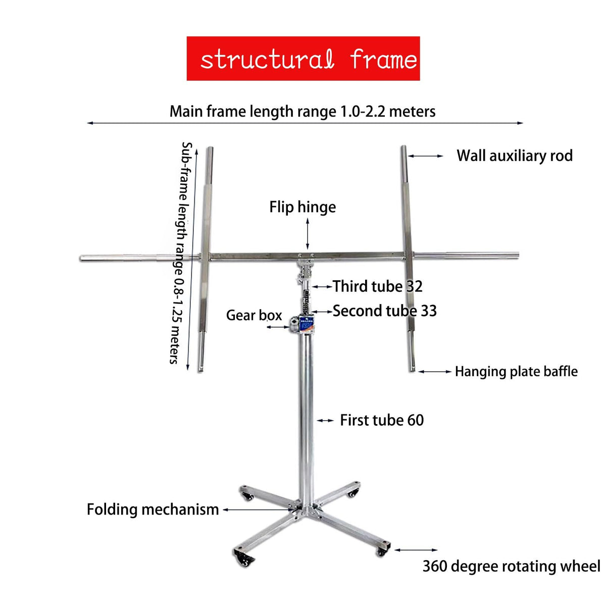 FORRTY Plaster Board Lifter PortableDrywall Lift Panel Hoist Construction Tools Sheetrock Drywall Panel Lifter Level Bracket Lockable Wheels(3.2m)