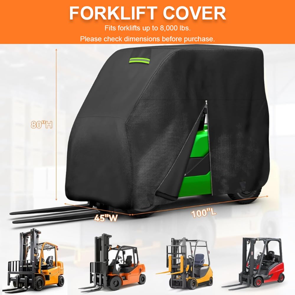 Forklift Cover for Hyster S50 2010-2020 2021 2022 2023 2024 2025 2026 Machinery Shield & Equipment Guard with Reflective Strips Side Zipper & Adjustable Fasteners