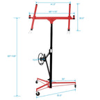 11FT Drywall Lift Hoist, 150 lbs Capacity Panel Lifter with Telescoping Arm, Steel Construction Drywall Hoist for Ceiling Installation, 4-11FT Adjustable Height(Black+Red)