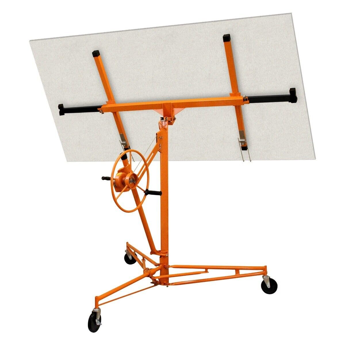 Heavy-Duty Drywall Lift, 16ft Ceiling Hoist, 150lbs Capacity, Steel Construction, Foldable with 4" Casters, Easy Assembly, for Commercial/Home Use