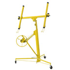 16 FT Drywall Lift – Panel Rolling Hoist Jack Lifter Sheetrock, Drywall Lifting Construction Tools, Caster Wheel with Adjustable Telescopic Arm, Yellow