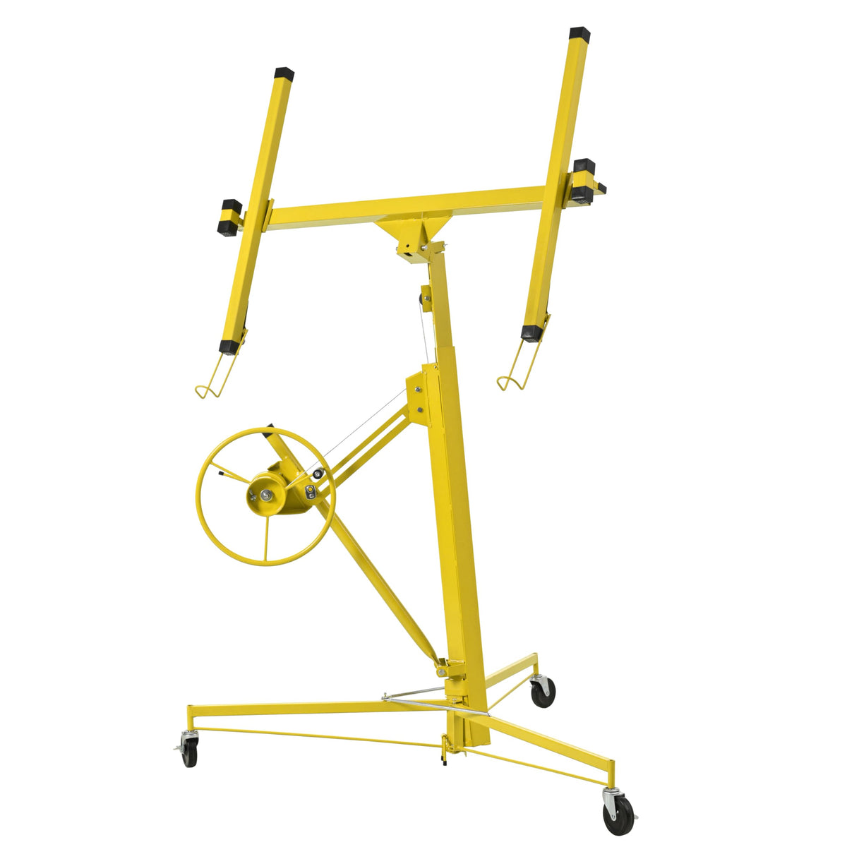 16 FT Drywall Lift – Panel Rolling Hoist Jack Lifter Sheetrock, Drywall Lifting Construction Tools, Caster Wheel with Adjustable Telescopic Arm, Yellow