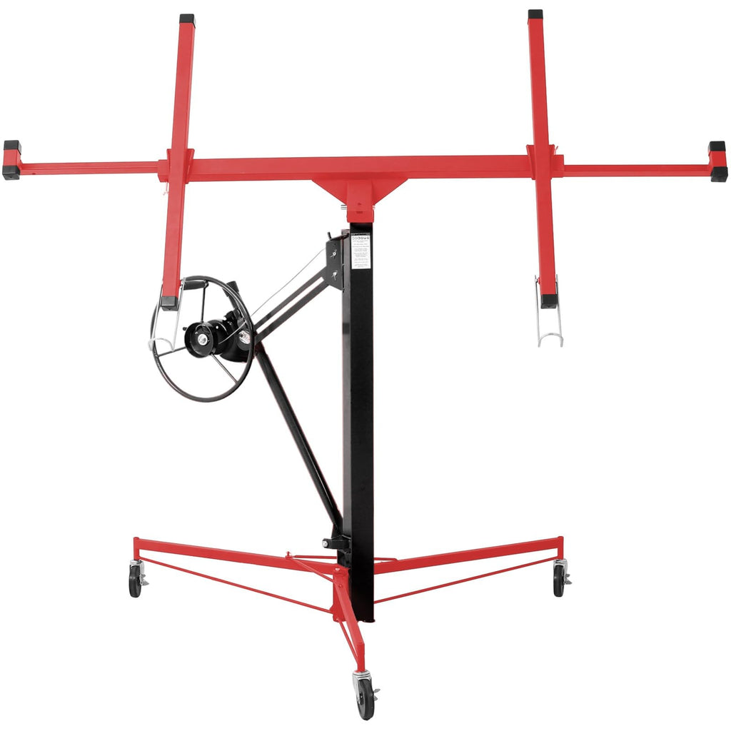 11FT Drywall Lift Hoist, 150 lbs Capacity Panel Lifter with Telescoping Arm, Steel Construction Drywall Hoist for Ceiling Installation, 4-11FT Adjustable Height(Black+Red)