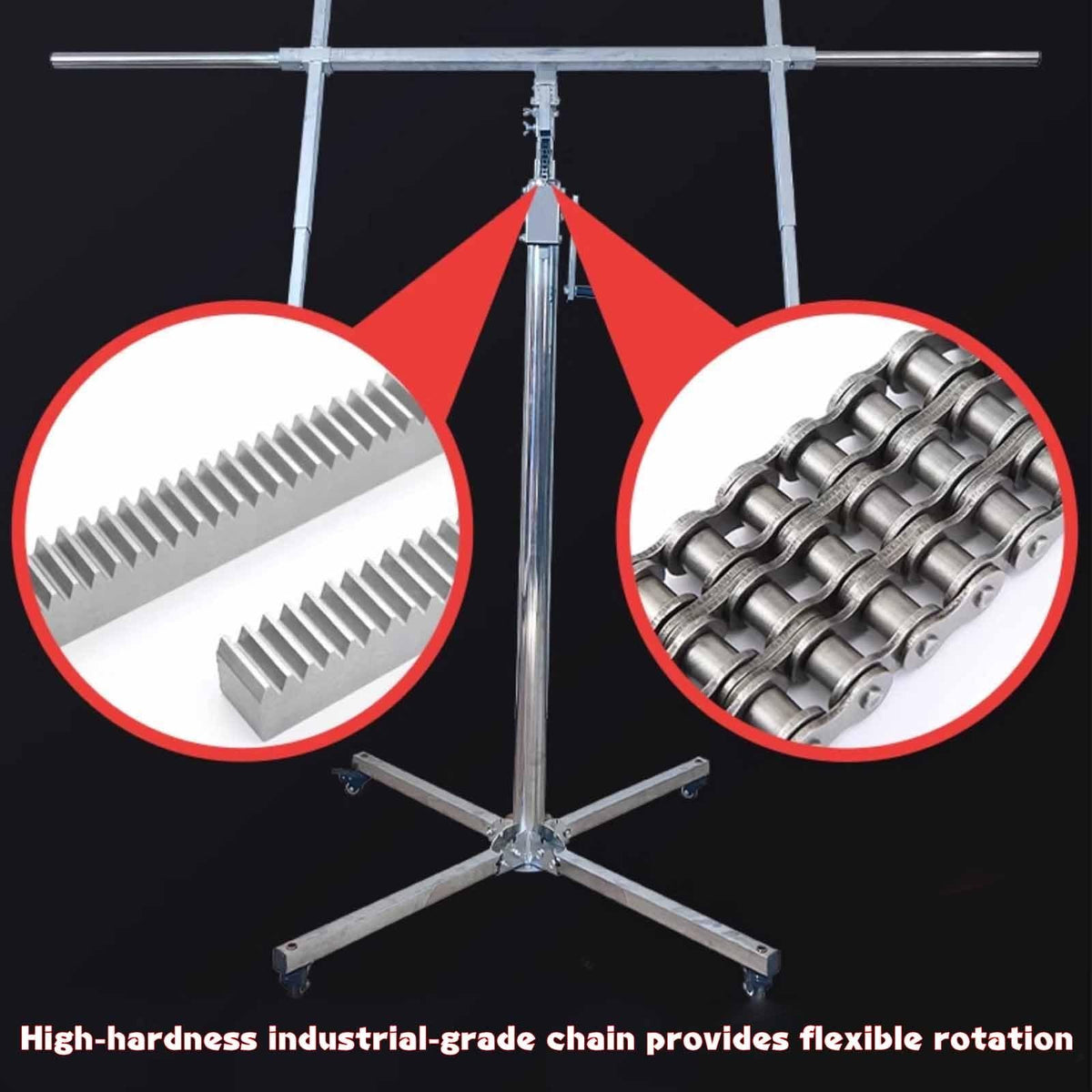 Three in One Drywall Lift Sheetrock Lift with Electric Hammer Bracket, Rolling Caster Wheels Lockable Construction Tools Mobile Installation Brackets