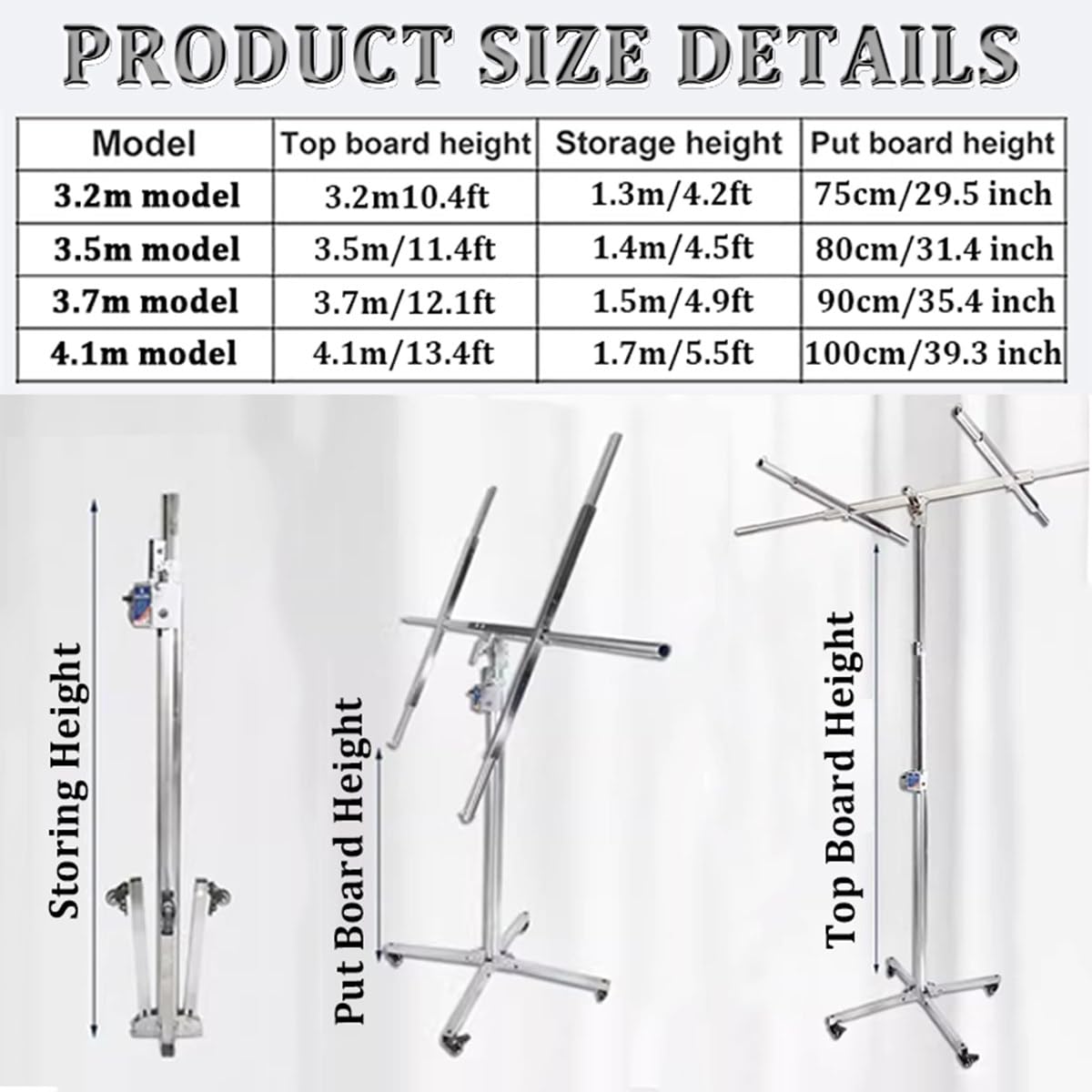 Drywall Lift, Panel Lift, Drywall Construction, Max Lifting Capacity 80 Kg, Suitable for Furniture Upholstery, Commercial and Industrial, with Lockable Castors ()
