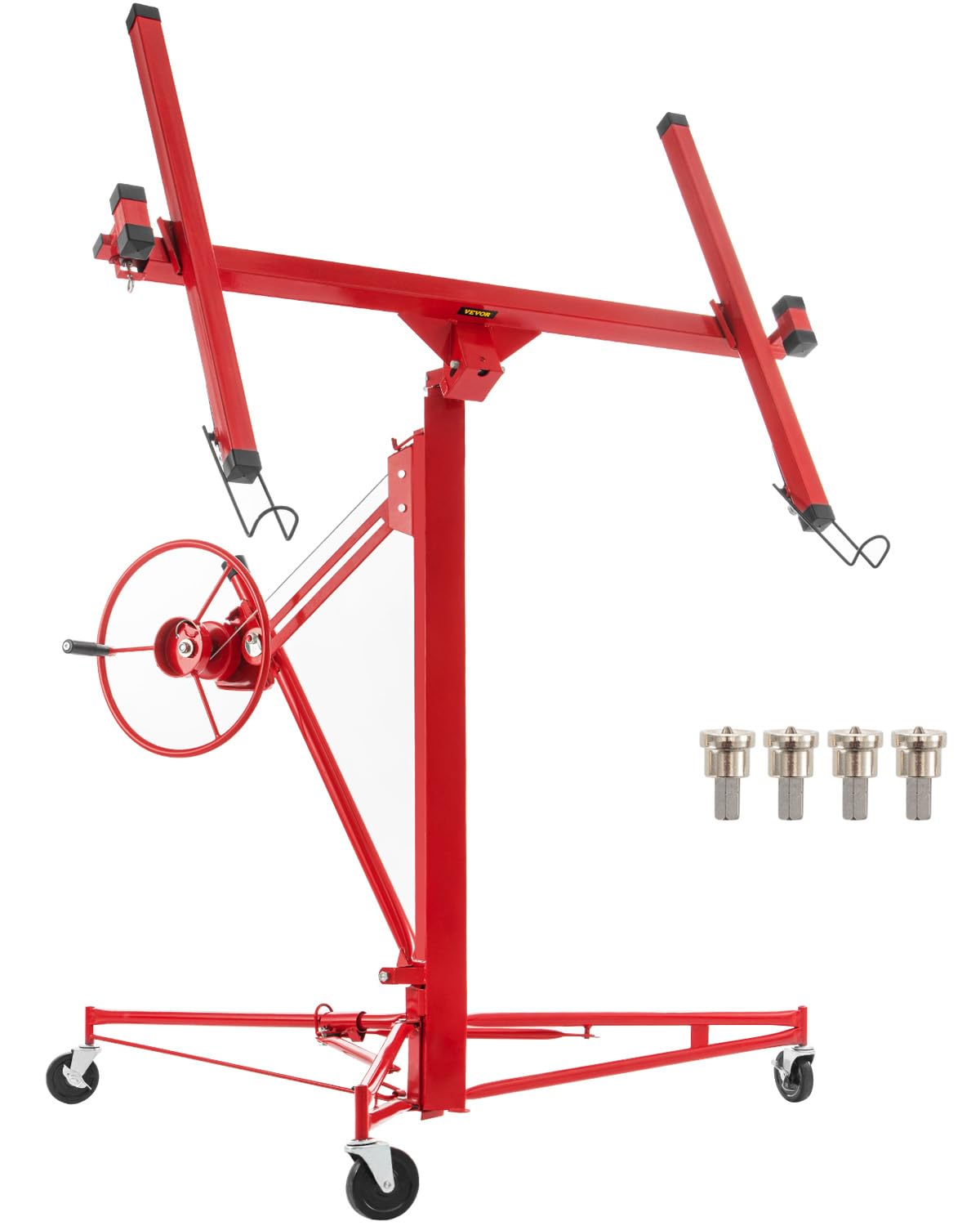 VEVOR 11ft Drywall Lift Heavy-Duty 150 lbs Mobile Sheetrock Hoist Yellow