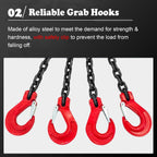 Heavy-Duty Lifting Chain with Grab Hook for Engine Hoisting and Sling Applications, High Load-Bearing Capacity,8 Ton