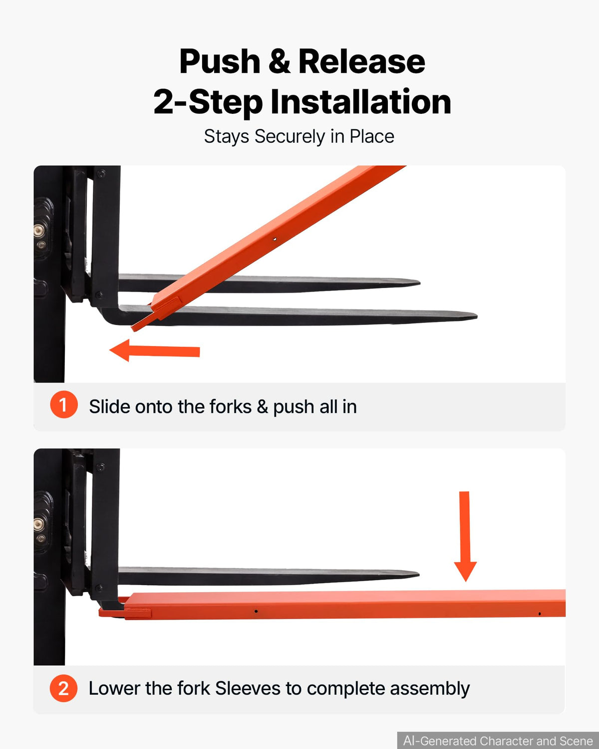 VEVOR Forklift Extensions 96 x 6.5 in, Upgrade Retaining Loop & Bottom Lock
