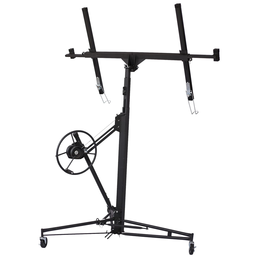 13' Drywall Lift Panel Hoist Jack Lifter - 150 Lbs Capacity, One-Person Operation,Welded Steel Construction with Powder Coating, Adjustable Telescopic Arm (5.15'-13'), Built-in Winch & Brake (Black)