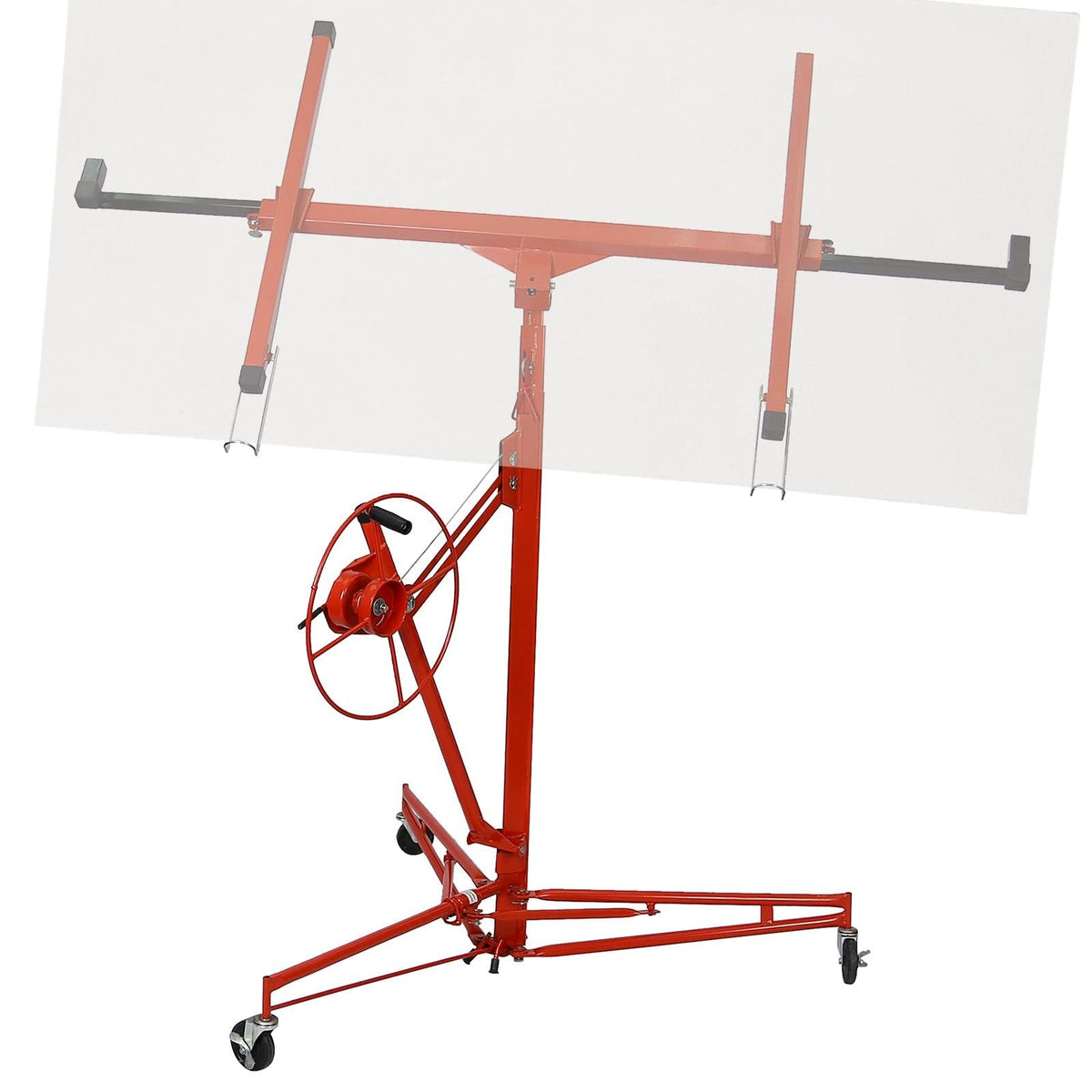 13' Drywall Lift Construction Tool, Rolling Panel Hoist with Adjustable Telescopic Arm, Lockable Caster Wheel Sheetrock Jack Lifter, Black