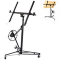 Drywall Lift 13 Ft, 150 LBS Heavy Duty Drywall Panel Hoist Jack, Rolling Sheetrock Lift with 360 Adjustable Telescopic Arm, Built-in Winch & 3 Lockable Wheels,Black,Black