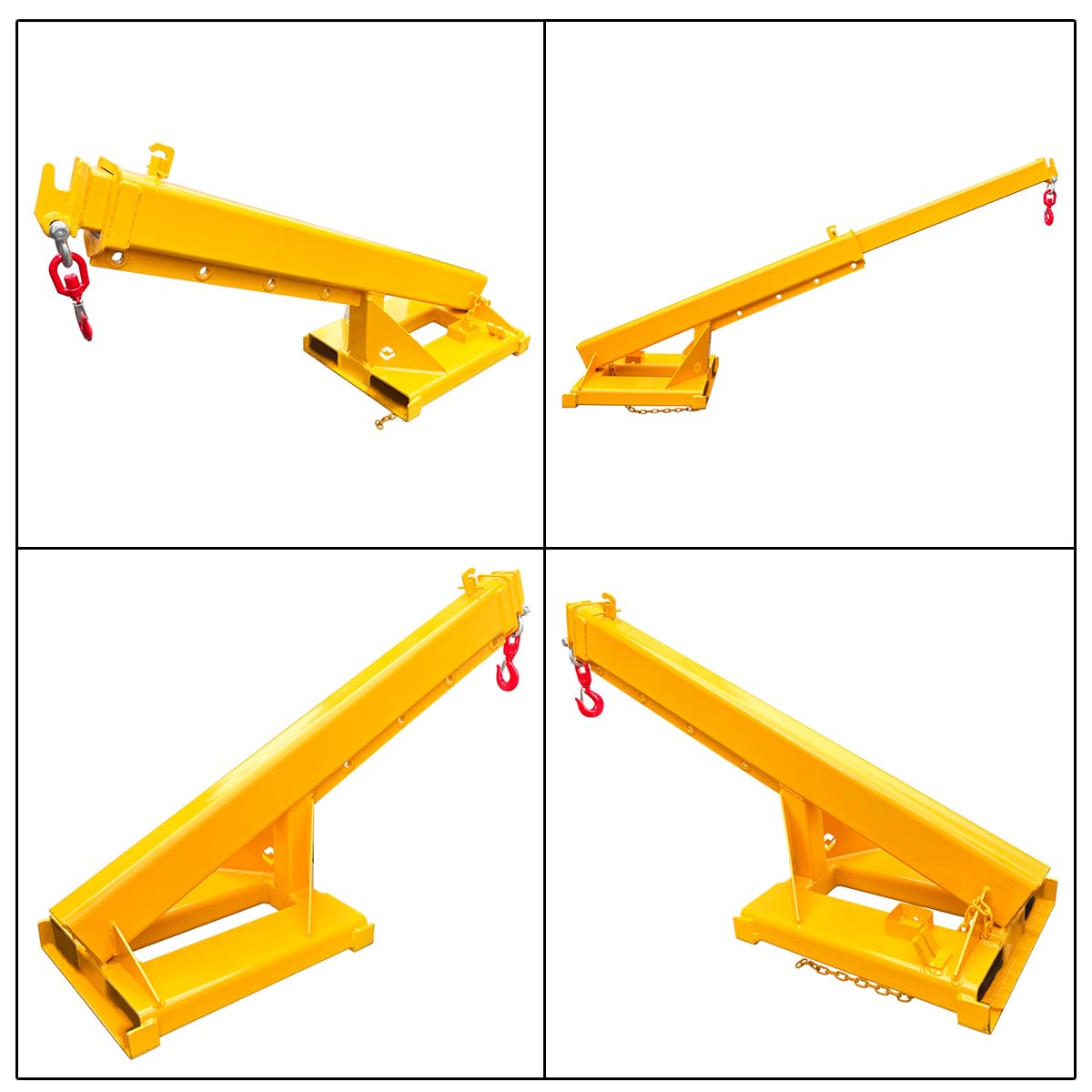 2 Ton (4400 lbs) Forklift Jib Boom Attachment, 63-98in Adjustable Telescopic Lifting Crane Arm, One Hook, Heavy Duty Forklift Extension for Material Handling, Towing & Lifting Equipment