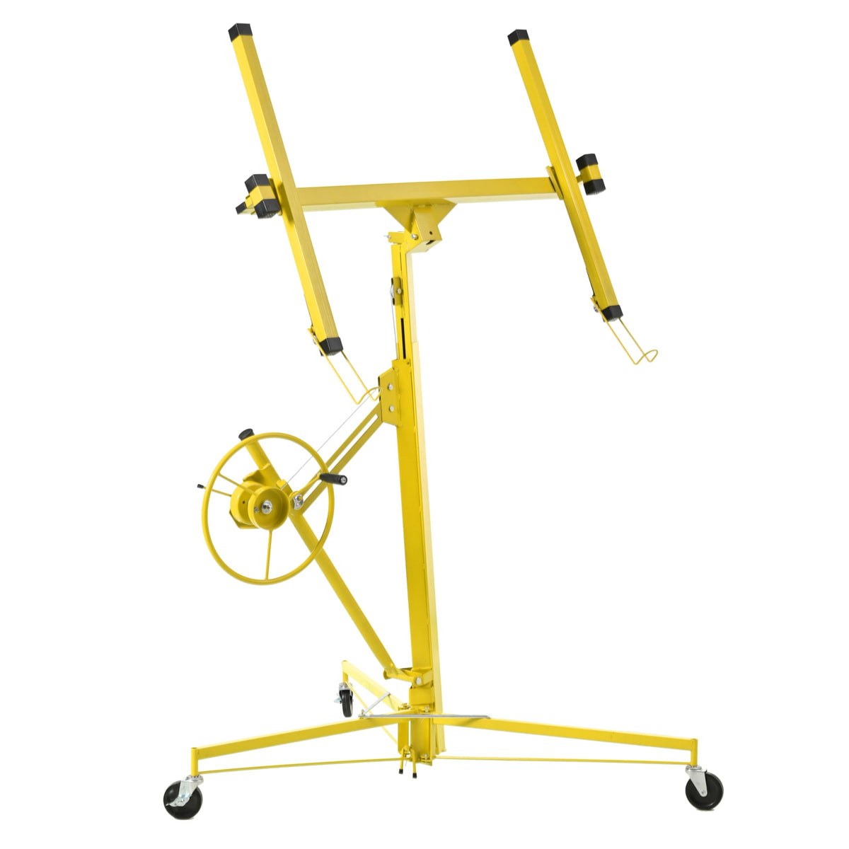 16 FT Drywall Lift – Panel Rolling Hoist Jack Lifter Sheetrock, Drywall Lifting Construction Tools, Caster Wheel with Adjustable Telescopic Arm, Yellow