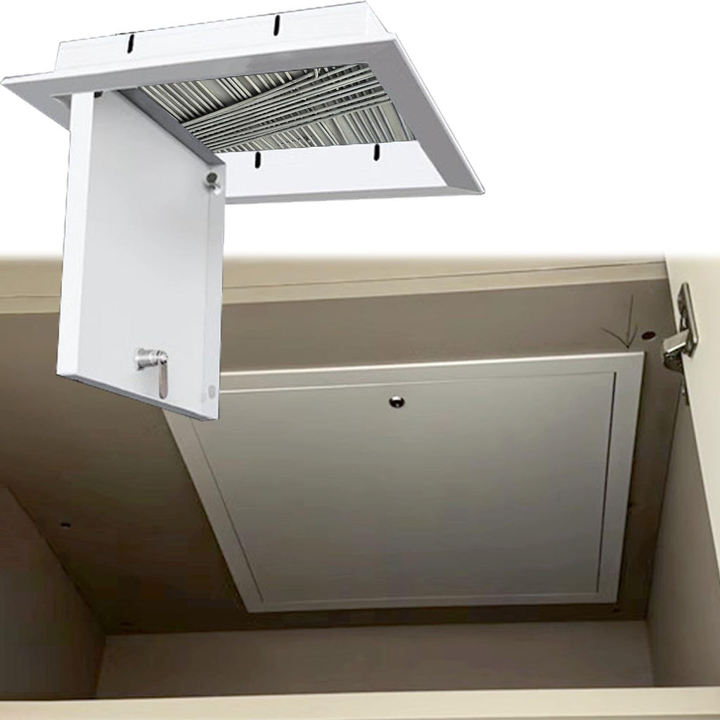 Lockable Ceiling Access Panel 11x26in - Drywall Lift Attic Door for Easy Inspection & Service - Perfect for Electrical, Plumbing & Cable Access - Durable Hatch Door Solution