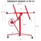 11 ft 150 lb Drywall Lift, Adjustable Red Sheetrock Panel Hoist