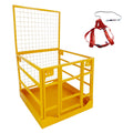 43"X45" Forklift Safety Cage, Forklift Man Basket Work Platform 1400 LBS Load Capacity, Collapsible Lift Basket with Safety Strap for Aerial Work Lifting Loader