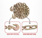 Mytee Products 2 Pack 1/2 Inch x 12 FT Grade 70 Binder Chain with Clevis Grab Hooks - G70 Transport Tow Chain - 11,300 Lbs Working Load Limit