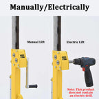 3.5/4/4.5/5m Drywall Lift Movable, 110LBS Heavy Duty Drywall Hoist Panel Lifter with Adjustable Telescopic Arm & 4 Locking Wheels, Foldable Sheetrock Hoist for Construction,4m