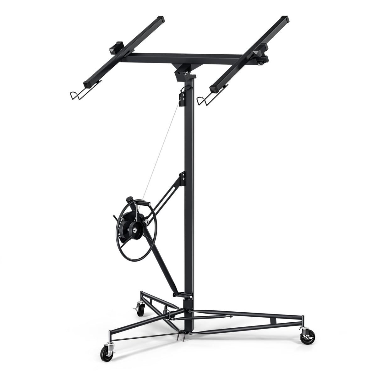 16FT Drywall Lifter Sheetrock Lift, 150 Lbs Capacity Heavy Duty Drywall Lift Panel with 3 Lockable Wheels & 360° Adjustable Telescopic Arm, Drywall Jack Lift for Home Improvement,