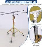 10 11.5 13ft Drywall Panel Hoist with Wheels, Ceiling Sheetrock Lift Drywall Lift, Portable Drywall Jack Construction Tools for Commercial Residential(Max Height 3.0m/9.8ft)