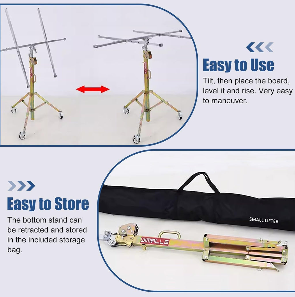 10 11.5 13ft Drywall Panel Hoist with Wheels, Ceiling Sheetrock Lift Drywall Lift, Portable Drywall Jack Construction Tools for Commercial Residential(Max Height 3.0m/9.8ft)