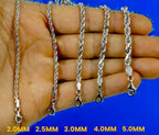14K White Gold Rope Chain Necklace Bracelet Diamond Cut Real Gold 2mm-6mm 7"-30" | MADE IN ITALY
