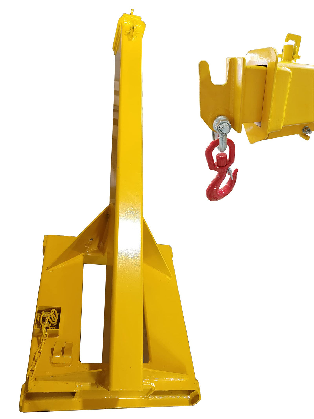 INTBUYING Adjustable Forklift Jib Boom Crane, Lifting up to 4400LB/2T, with a Mobile Crane Hoist and Truss Hook Extension Attachment Ranging from 63-98in for Forklift Towing and Handling Equipment