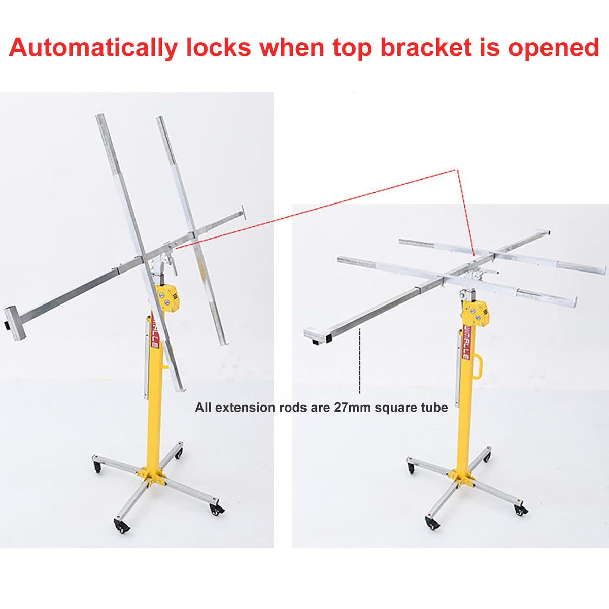 Drywall Lift, Stable and Durable with Casters Drywall Lifter Can Be Locked by Casters Sheetrock Lift Easy to Operate Convenient and Labor-Saving Woodworking Construction Tools(3M)