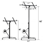16FT Drywall Lifter Sheetrock Lift, 150 Lbs Capacity Heavy Duty Drywall Lift Panel with 3 Lockable Wheels & 360° Adjustable Telescopic Arm, Drywall Jack Lift for Home Improvement,
