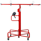 Geelife Drywall Lift Panel 13' Lift Hoist Jack Lifter Jack Rolling Caster Wheel 150-lb Capacity 4ft x 16ft Max Sheet Size Red