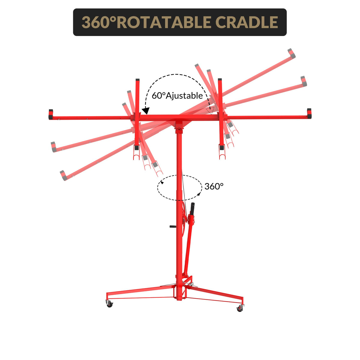16ft Drywall Lifter Panel Hoist with Wheels,150 LBS Capacity