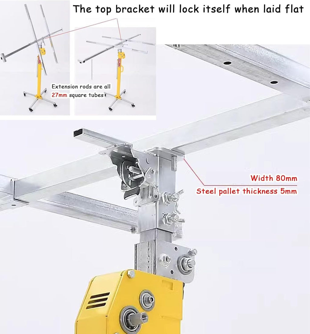 Rolling Plaster Board Lifter, Drywall Lift Drywall Jack Lift with Electric Hammer & Level Bracket, 3.0/4/5 M Drywall Lifter Panel Hoist for Ceiling and Walls(3.5 m(11.5ft))