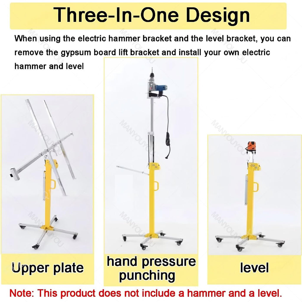 Heavy-Duty Drywall Lift & Jack - Manual & Electric Dual Purpose Sheetrock Hoist for Ceilings, 110 lbs Capacity, Foldable Design for Home Improvement Projects