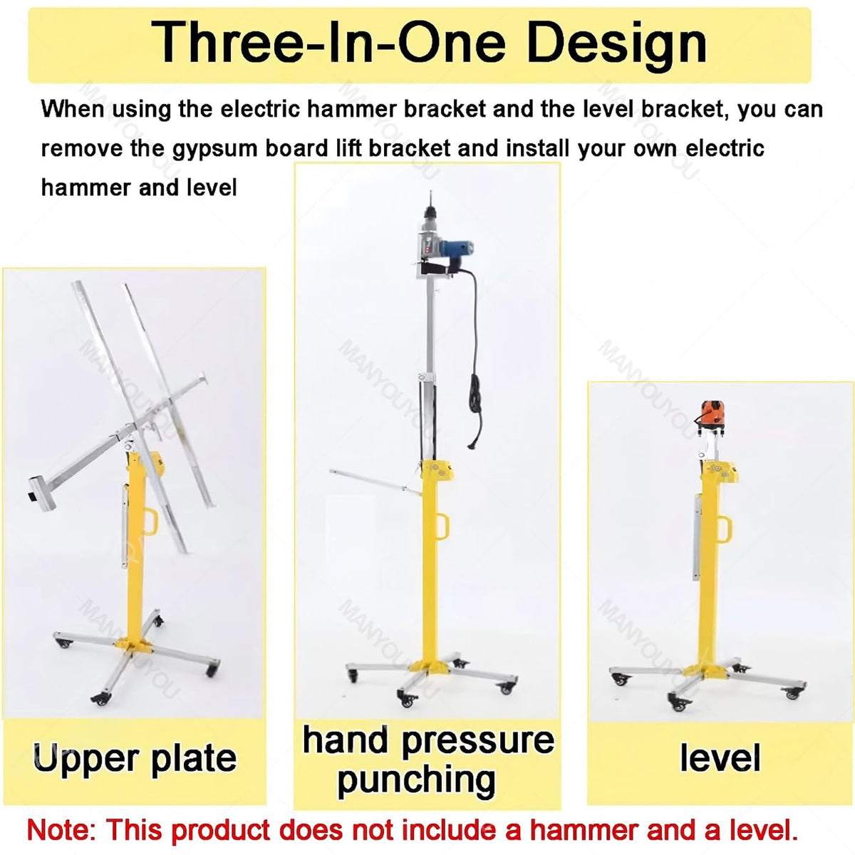 Drywall Lift Sheetrock Lift, Manual and Electric Dual Purpose, 110lbs Capacity, Drywall Lift Panel Hoist with Telescopic Arm, Drywall Jack Lift with 4 Lockable Wheels for Home Improvement 3.5m