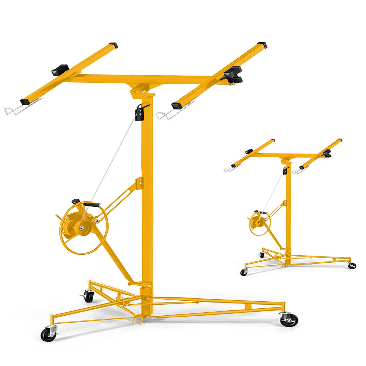 11FT Drywall Lift 150lb, 360 Swivel & 60 Tilt, Tool-Free, 3 Locking Casters