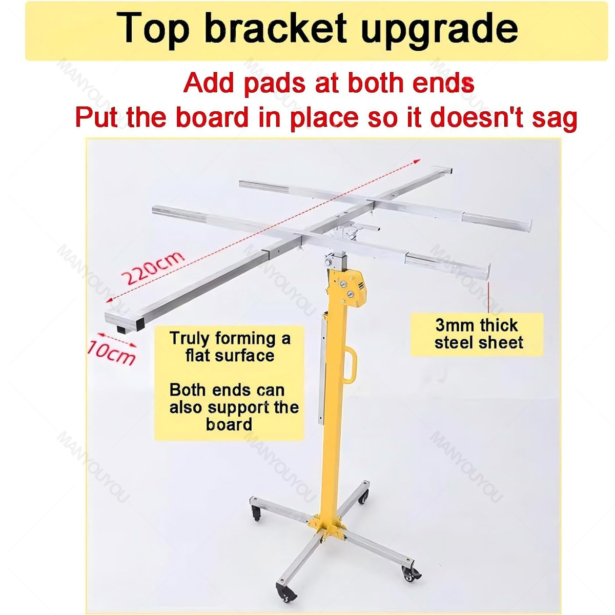 3 in 1 Drywall Lift, Heavy-Duty 110 Lbs Sheetrock Hoist with Adjustable Telescoping Arm, Lockable Wheels, Manual and Electric Dual Purpose, for Ceiling & Wall Installation 5m