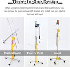 Steel Sheetrock Lift Drywall Lift Manual And Electric Dual Purpose, Drywall Hoist Plasterboard Lifter, Portable Three In One Drywall Lift with Rolling Caster Wheels(Max Height 3m/118in/9.8ft)