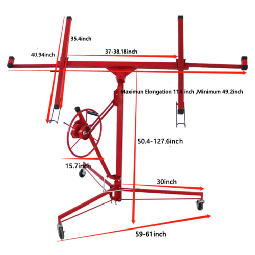11 FT Drywall Lift Jack with Locking Casters, 150Lbs Capacity, Telescopic Hoist for Ceiling & Wall Sheetrock, Tool-Free Assembly, One Person Operation for Residential Use