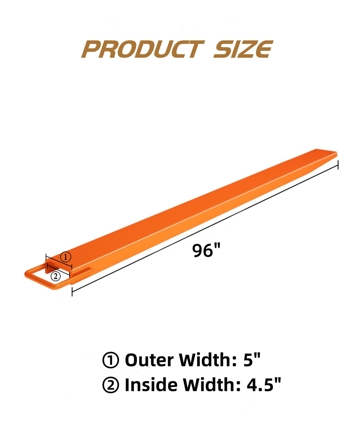 Pallet Fork Extensions for Forklifts, 96 Inch Length 4.5 Inch Width Heavy Duty Sliding Forklift Extensions, 1 Pair Forklift Extensions, Orange