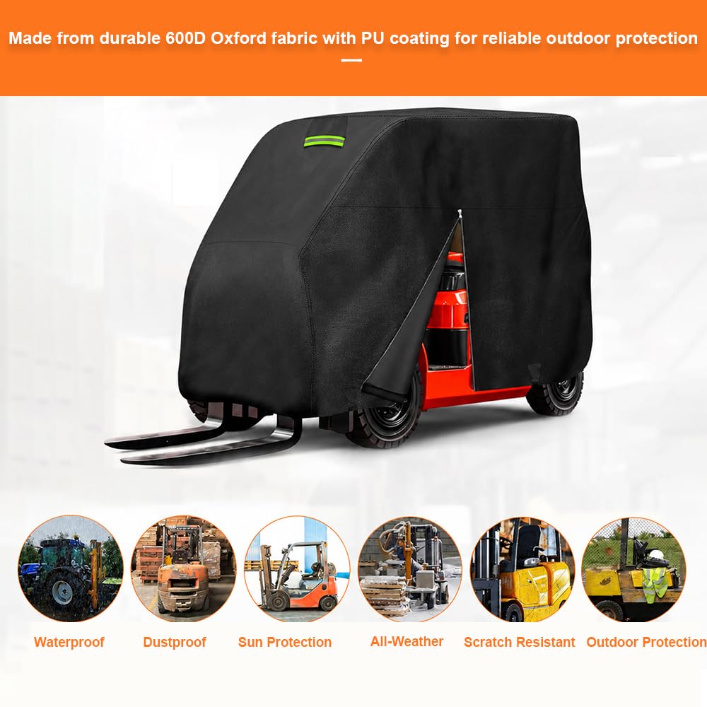 Forklift Cover for Hyster S50 2010-2020 2021 2022 2023 2024 2025 2026 Machinery Shield & Equipment Guard with Reflective Strips Side Zipper & Adjustable Fasteners
