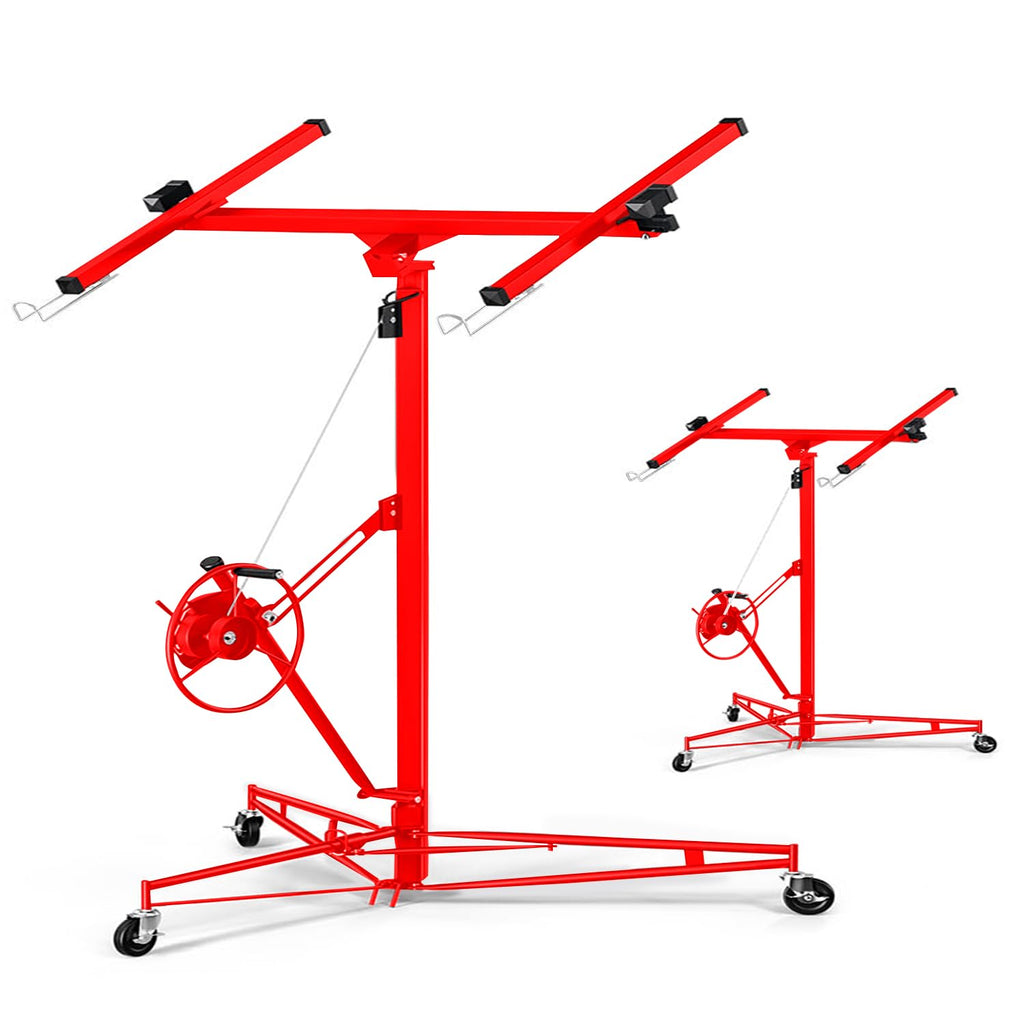 11FT Drywall Lift 150lb, 360 Swivel & 60 Tilt, Tool-Free, 3 Locking Casters