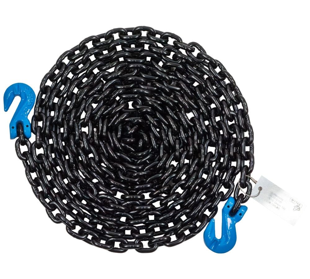 Mytee Products 2 Pack 3/8" x 10' G100 High Grade Transportation Chain w/Grab Hooks, 8800 lbs WLL