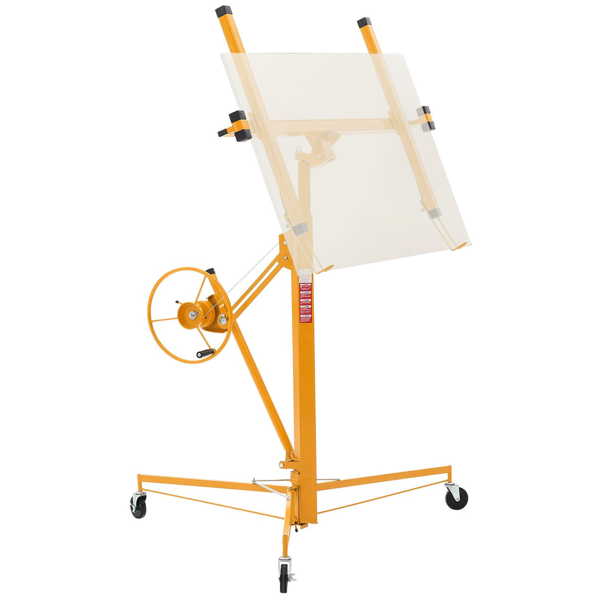 VEVOR 11ft Drywall Lift Heavy-Duty 150 lbs Mobile Sheetrock Hoist Yellow