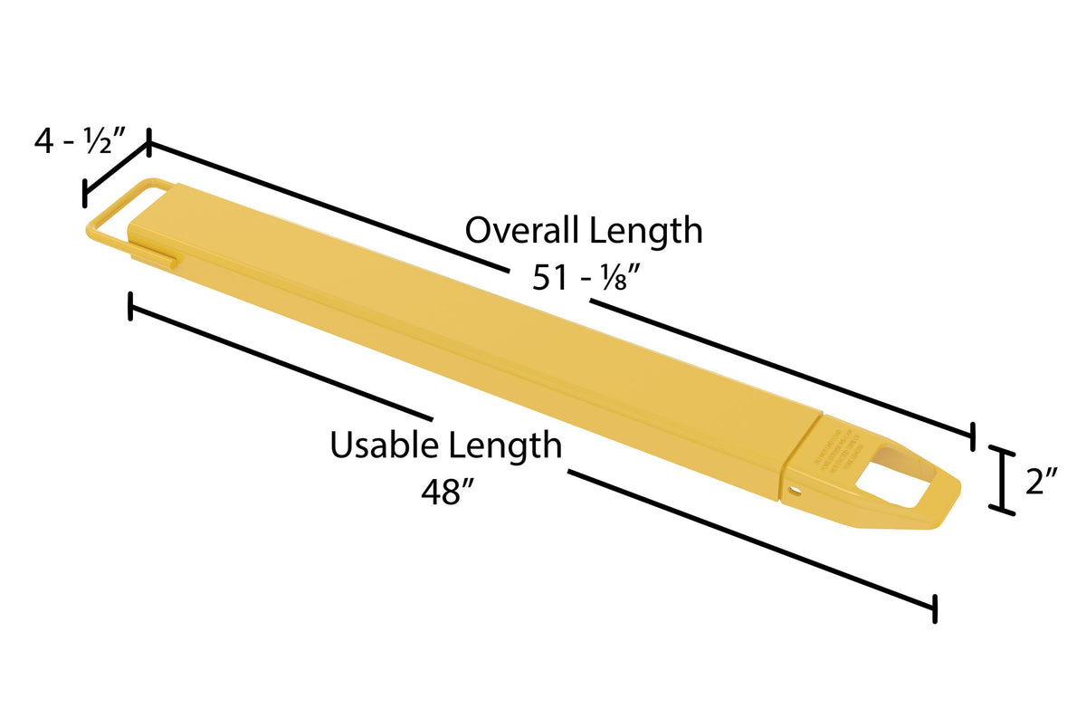 Vestil FE-4-48 Steel Fork Extensions 4 in. x 48 in. 4000 Lb. Capacity Yellow