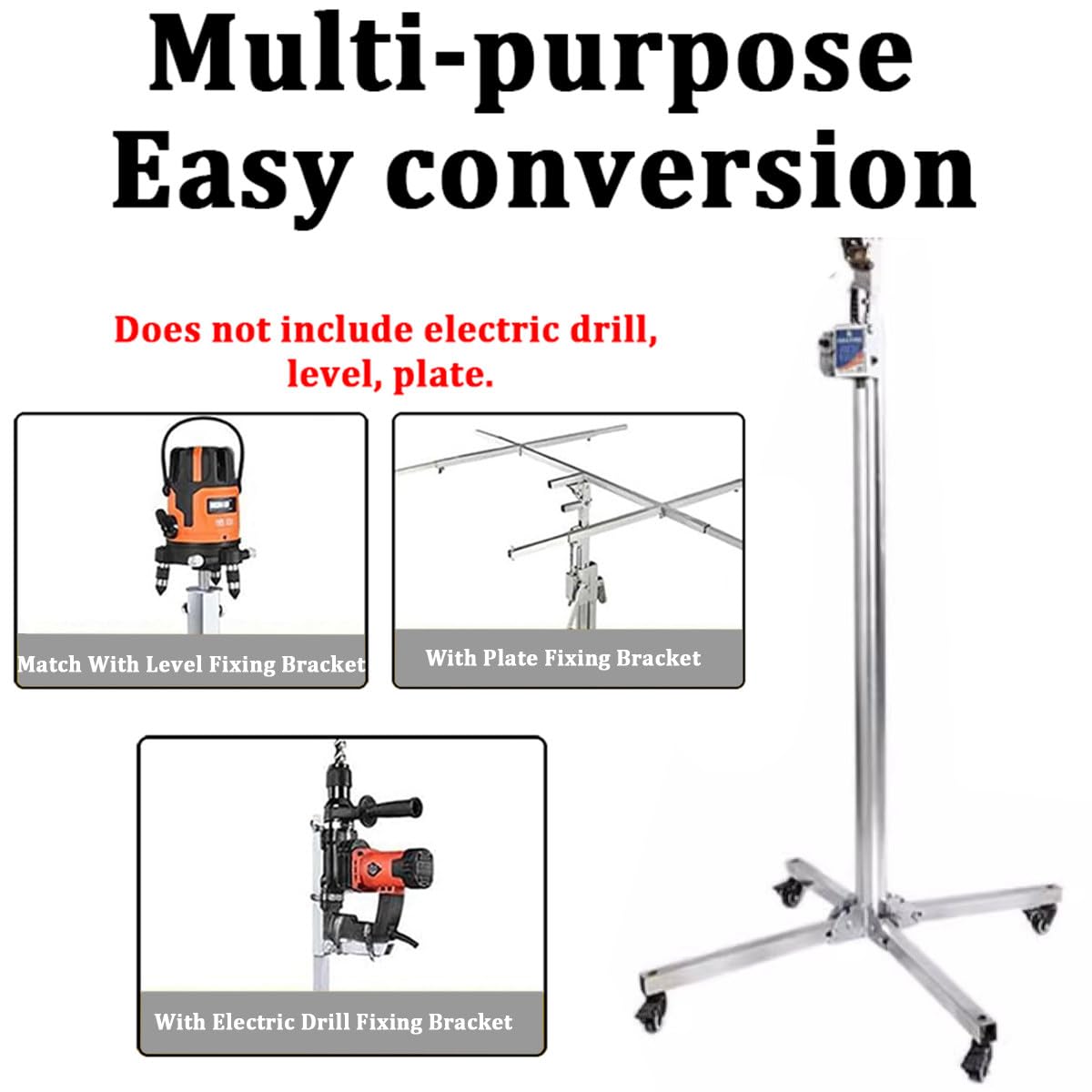 Drywall Lift Hoist with Adjustable Arm and Wheels, Heavy-Duty Labor-Saving Construction Tool for Panel Lifting
